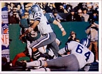 The Cowboys playing against the Dolphins in Super Bowl VI.