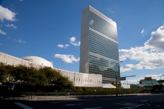 The United Nations Secretariat Building at the United Nations headquarters in New York City