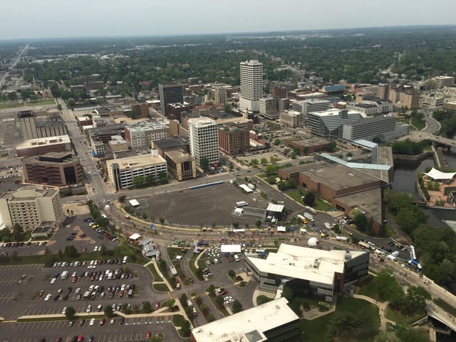 An Aerial photo of Downtown South Bend