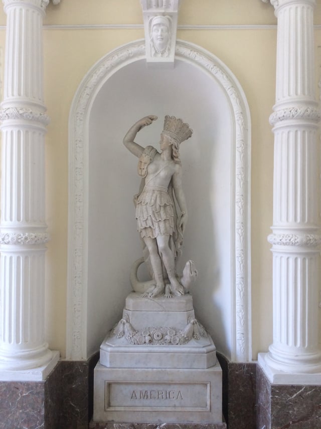 Statue representing the Americas at Palazzo Ferreria, in Valletta, Malta