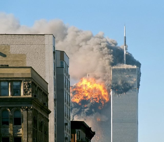 Flight 175 hitting the South Tower on September 11, 2001