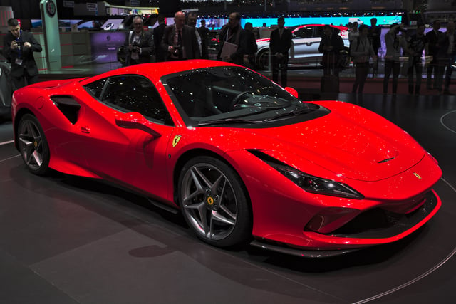 A Ferrari F8 Tributo. Italy maintains a large automotive industry, and is the world's seventh largest exporter of goods.