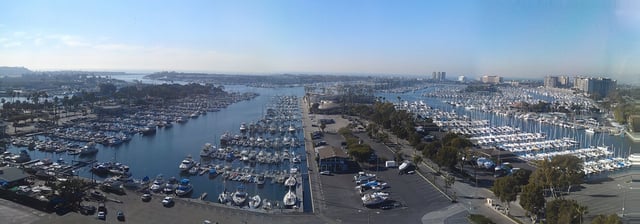 Panoramic view of the marina from a nearby office building