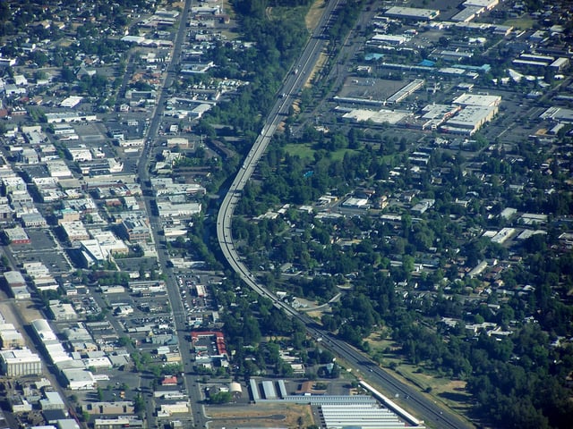 The I-5 viaduct in downtown Medford