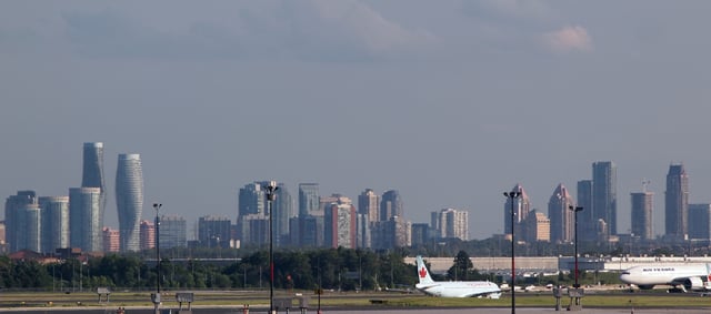 Mississauga skyline viewed from Pearson Airport