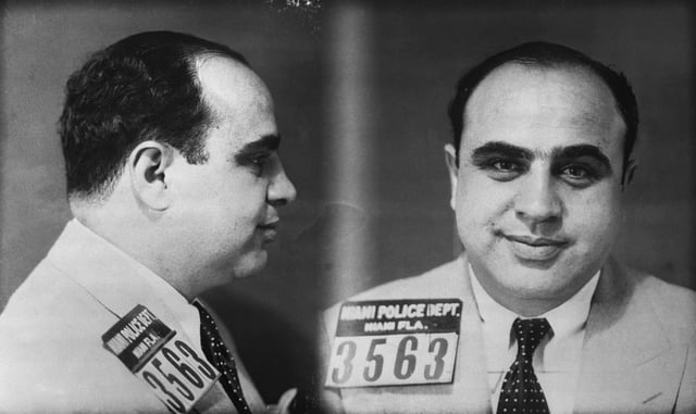 Mug shot of Capone in Miami, Florida, 1930
