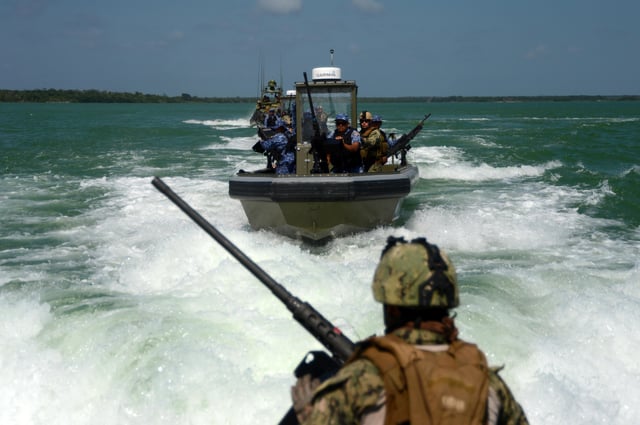Belizean Coast Guard working with the United States Navy