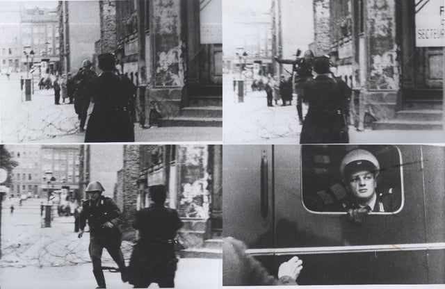 NVA soldier Conrad Schumann defecting to West Berlin during the Wall's early days in 1961.