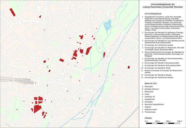 LMU's institutes and research centers are spread throughout Munich