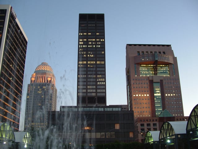 From left to right, BB&T Building, 400 West Market, National City Tower, and the Humana headquarters building in downtown Louisville