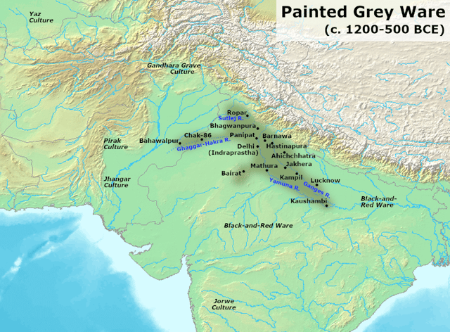 Map of some Painted Grey Ware (PGW) sites.
