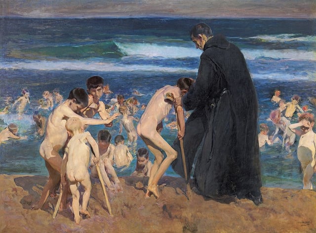 Sad Inheritance, 1899. Crippled children bathing at the sea in Valencia; in the center the image of two children affected by polio (Bancaja Collection).