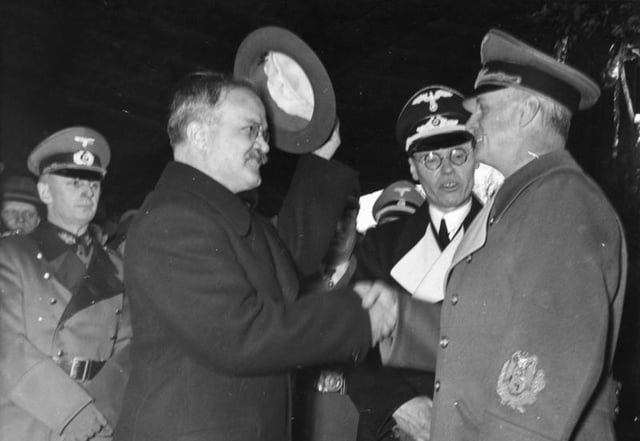 Ribbentrop taking leave of Molotov in Berlin, November 1940
