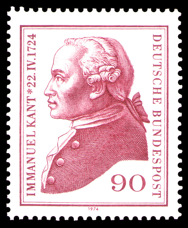 West German postage stamp, 1974, commemorating the 250th anniversary of Kant's birth
