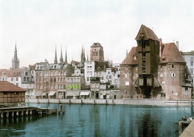 Danzig Krahntor waterfront (postcard, c. 1900)