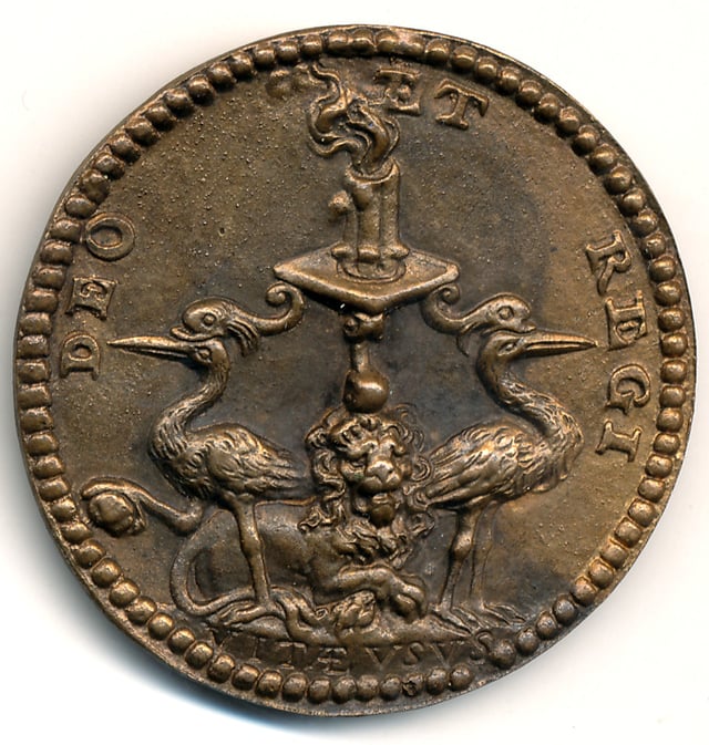 Back of the same medal with the Latin inscription «DEO et REGI VITÆ VSVS», which means, in English, "God and King are purposes of life"