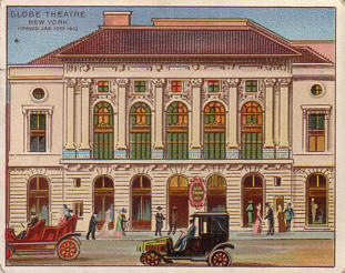Cigarette trading card showing the Globe Theatre, c. 1910s