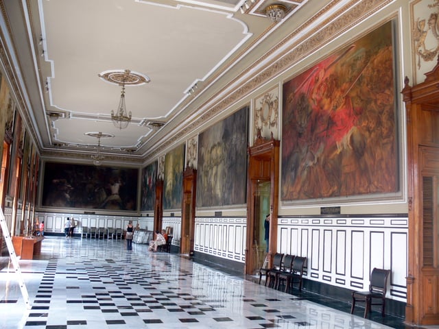 Interior of the government palace building decorated with murals by Fernando Castro Pacheco