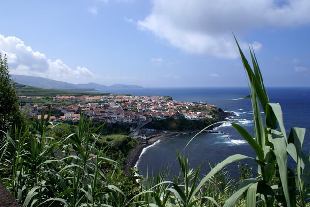 The Fonte de Buraco Belvedere overlooking the village of Maia, in the northern municipality of Ribeira Grande