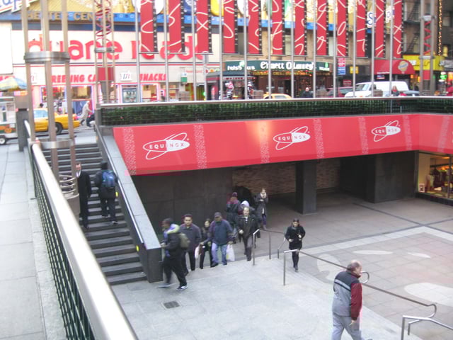 The sunken plaza with subway entrance