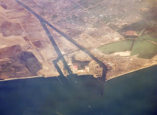 Port Said, at the entrance to the Suez Canal from the Mediterranean.