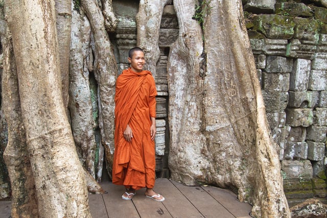 A Cambodian monk in his robes