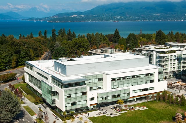 Aerial view of the UBC Faculty of Law building