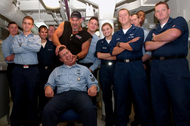 Bill Goldberg during his tour of USS Ronald Reagan
