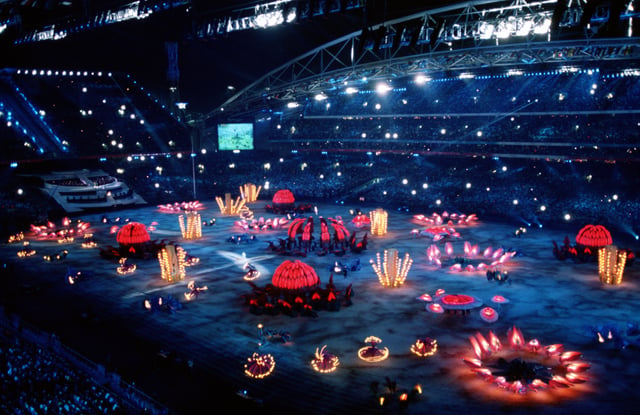 The 2000 Summer Olympics Opening Ceremony at Stadium Australia, on 15 September 2000.
