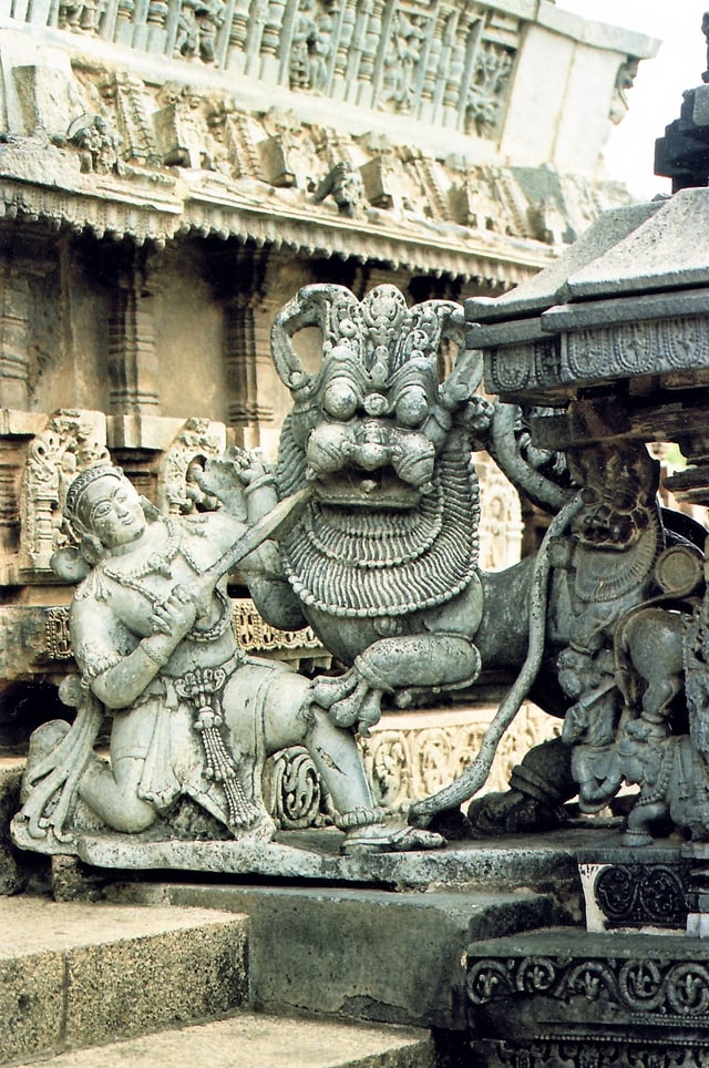 Sala fighting the Lion, the emblem of Hoysala Empire.