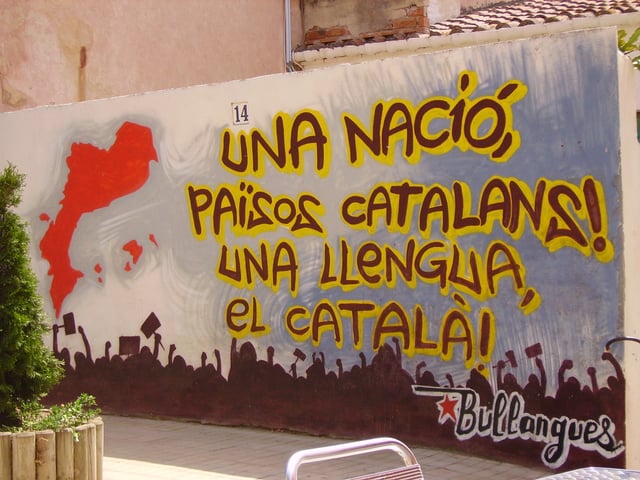 Graffiti in Vilassar de Mar, which reads "One nation, Catalan Countries! One language, Catalan!"