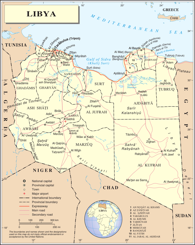 A map of Libya