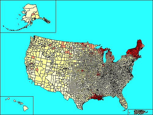 Distribution of French Americans in the United States