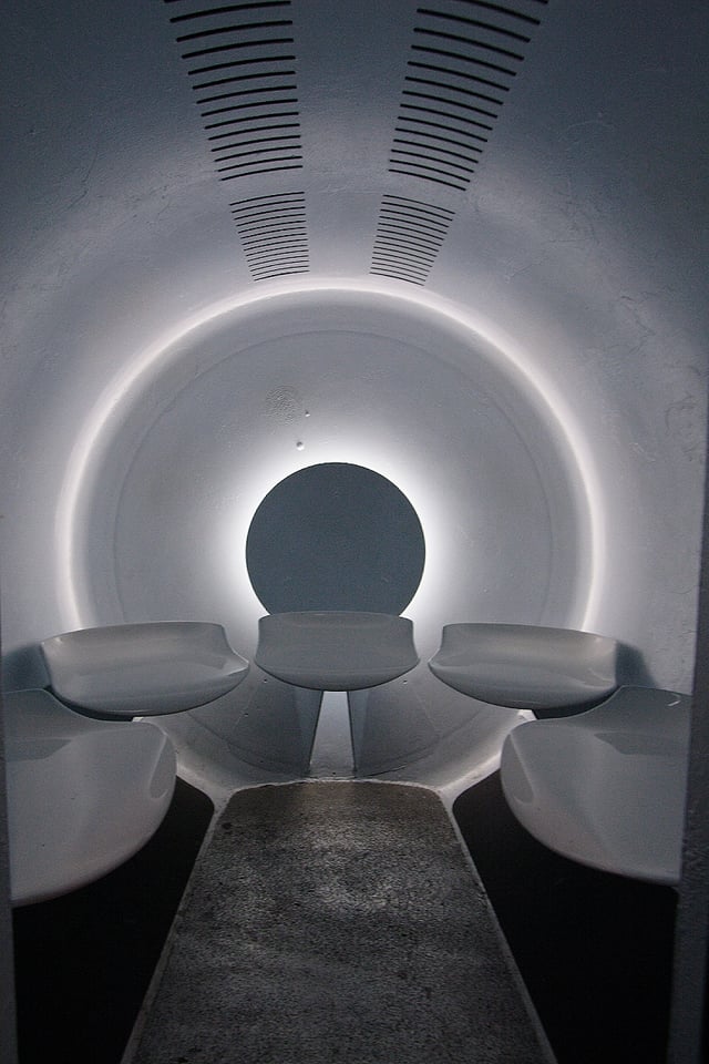 The interior of one of the Gateway Arch tramway cars