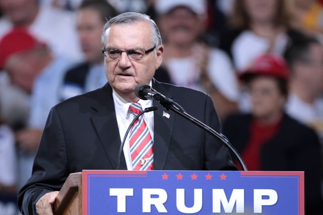 Arpaio speaking at a campaign rally for Donald Trump in Phoenix, Arizona