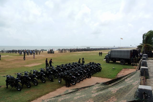 Military gathering on Galle Face Green in Colombo