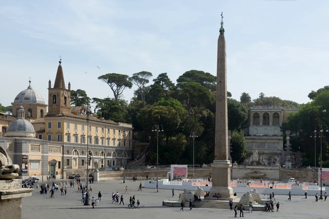 An ancient Egyptian obelisk in Piazza del Popolo