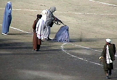 November 1999 public execution in Kabul of a mother of five who was found guilty of killing her husband with an axe while he slept.