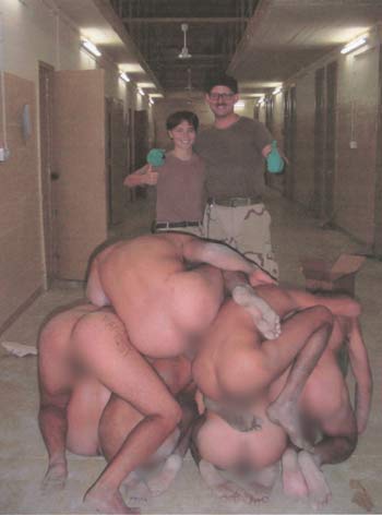 This photograph from Abu Ghraib released in 2006 shows a pyramid of naked Iraqi prisoners.