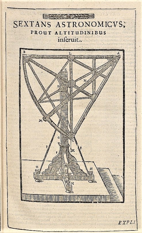 Drawing of a large sextant used by Tycho Brahe