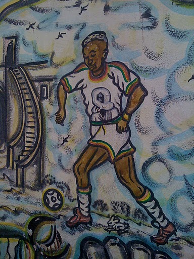 Painting of footballer El Hadji Diouf in Dakar