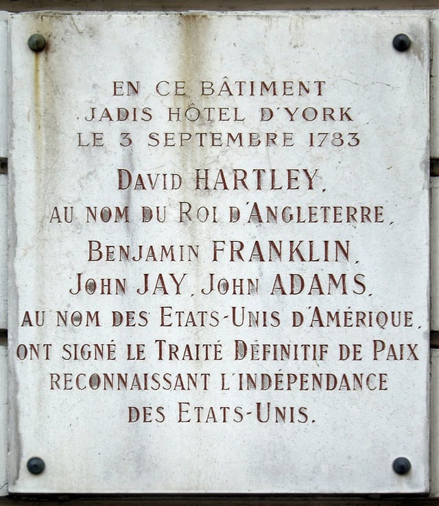 Commemorative plaque of the place where the Treaty was signed, 56 rue Jacob, Paris 6