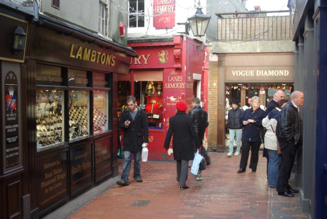 The Lanes is a tourist attraction occupied by small independent shops.