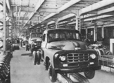 Mass production at a Toyota plant in the 1950s