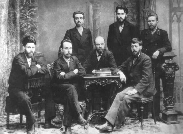 Lenin (seated centre) with other members of the League of Struggle for the Emancipation of the Working Class in 1897