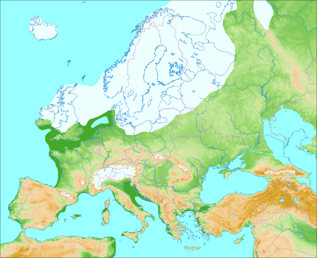Europe during the Last Glacial Maximum ca. 20,000 years ago