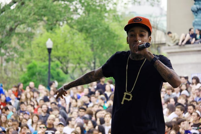 Wiz Khalifa performing at Columbia University in New York City in April 2010.