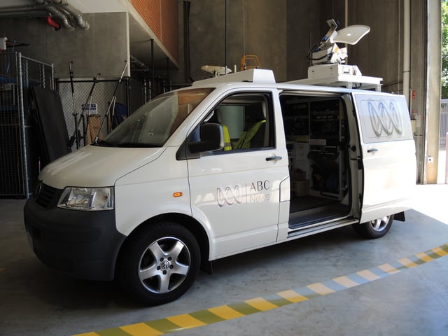 Satellite link truck, used for outside broadcasts or live crosses
