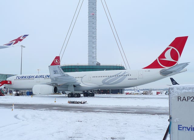Turkish Airlines uses a grey tulip emblem on its aircraft