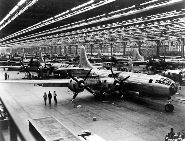 B-29 Superfortress strategic bombers on the Boeing assembly line in Wichita, Kansas, 1944